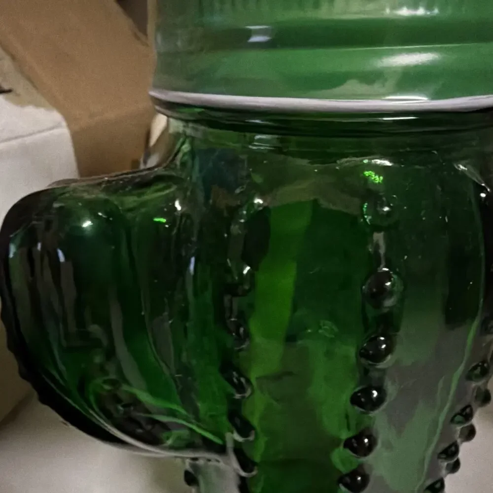 Target Bullseye Playground Green Glass Cactus Tumbler Mason Jar Cup with Flower